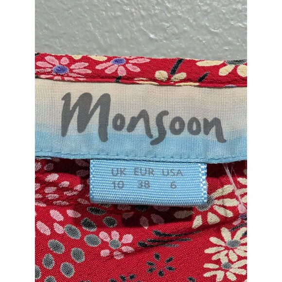 Vintage MONSOON Strappy Ditzy Floral Print Pink Midi Dress Y2K Women's Sz 6 - Picture 9 of 16